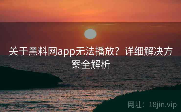 关于黑料网app无法播放？详细解决方案全解析